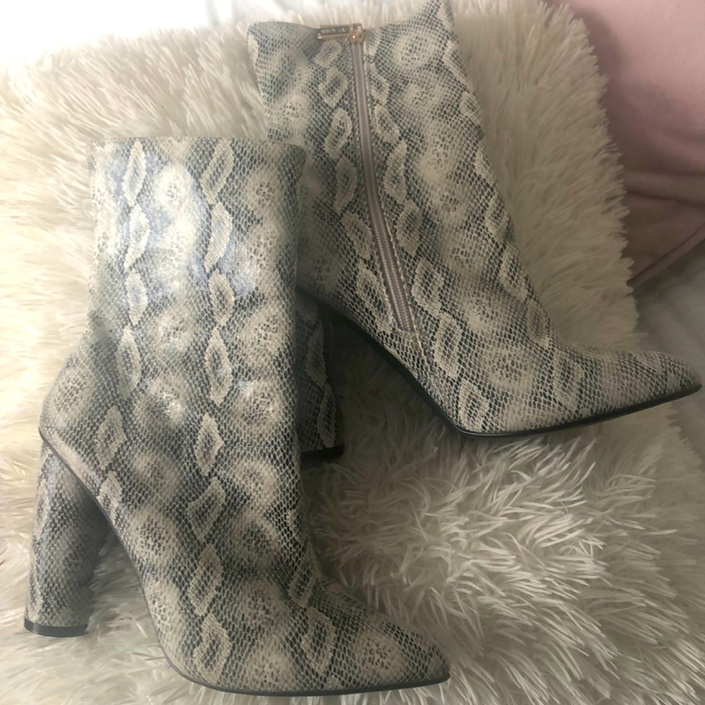 Snake print booties